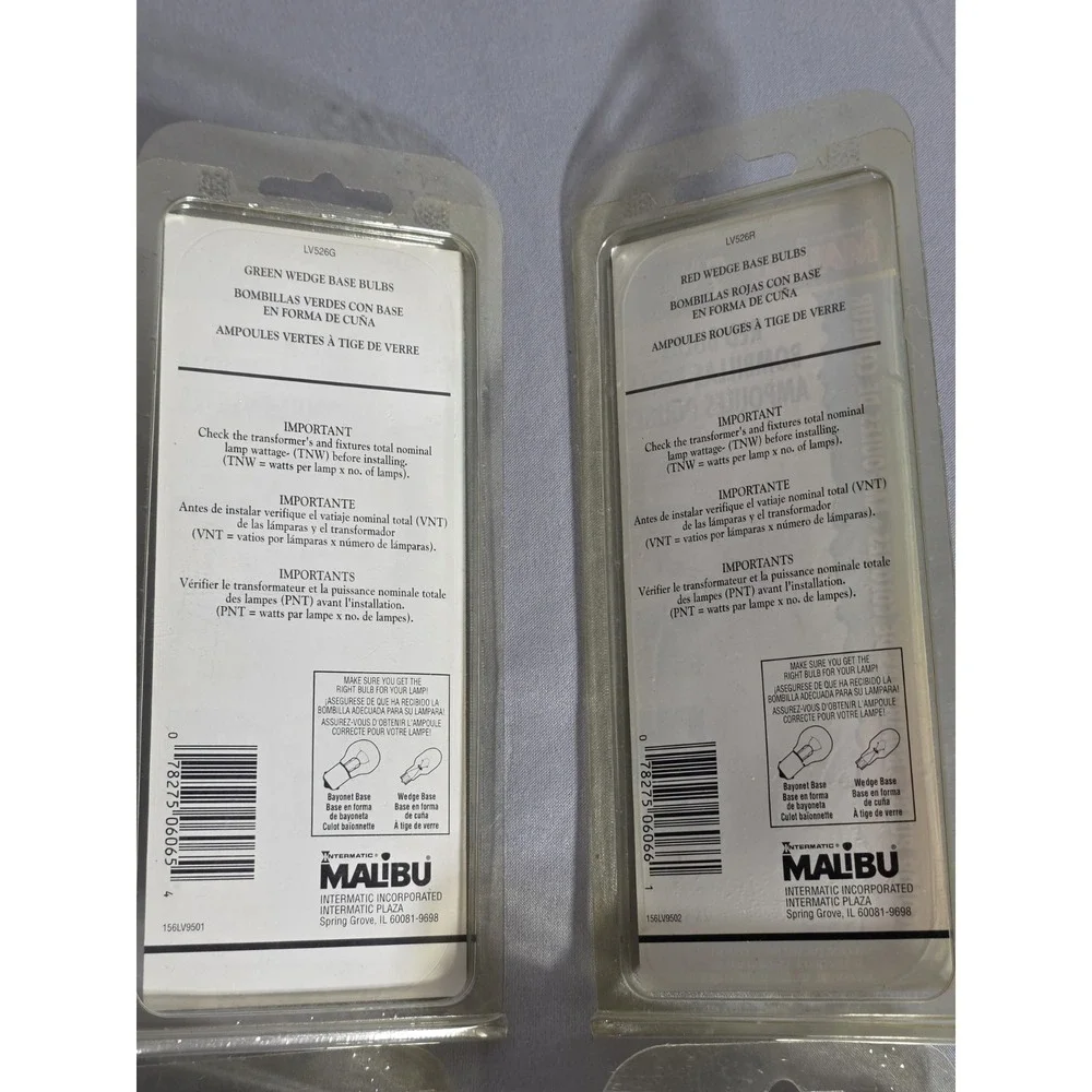 6 New Malibu Wedge Base Light Bulbs Christmas Green/ Red Outdoor Replacement